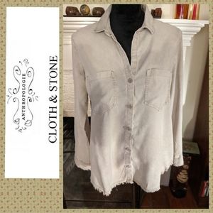 Anthtropology Khaki button up shirt